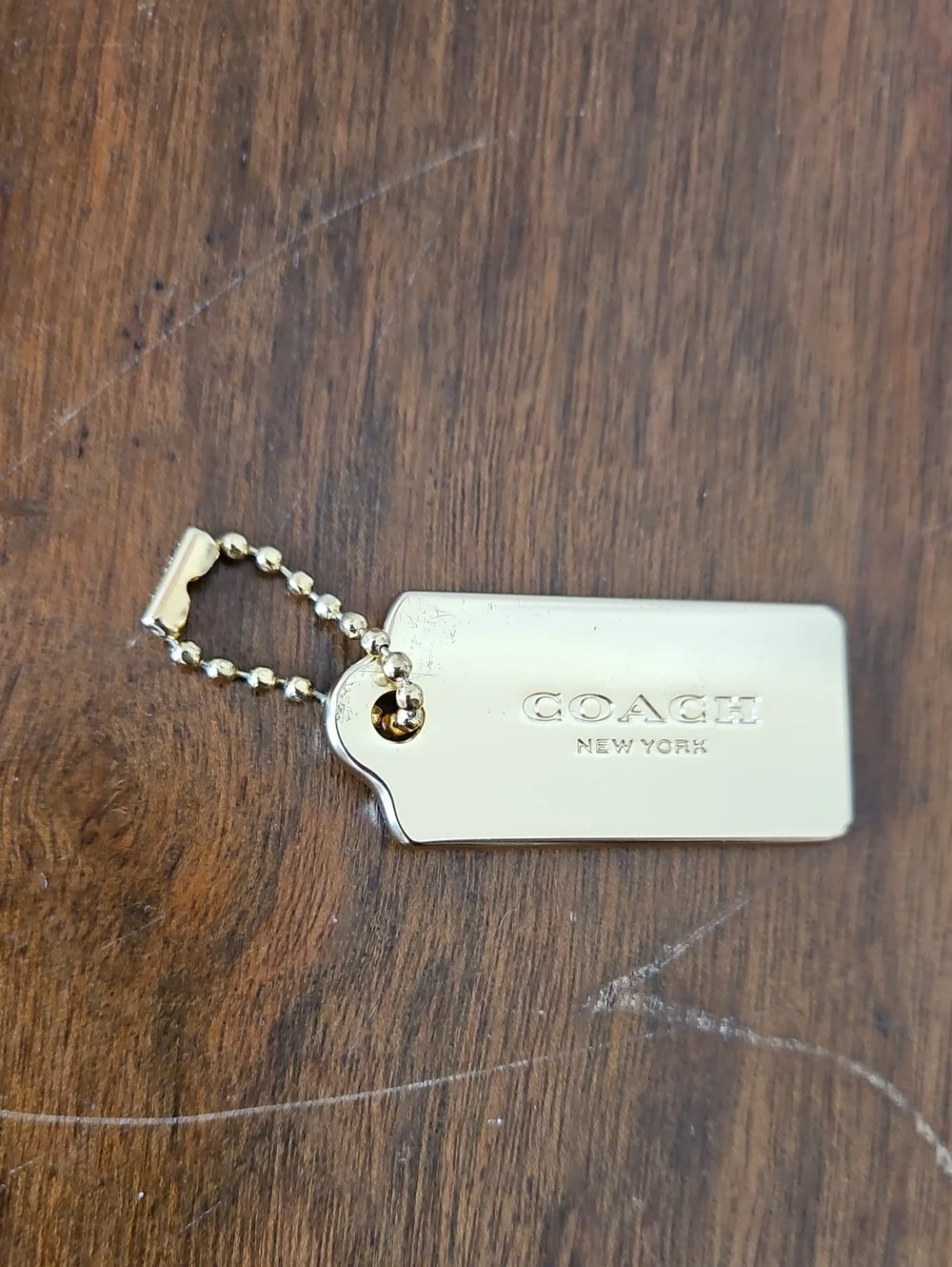 Coach Bag Hang Tag With Ball Chain.